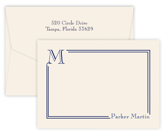 Triple Thick South Hampton Flat Note Cards with Initial